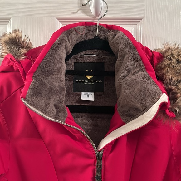 Winter/Ski OBERMEYER SIREN FAUX FUR JACKET WOMEN'S. RED/SIZE 6 - Picture 3 of 10